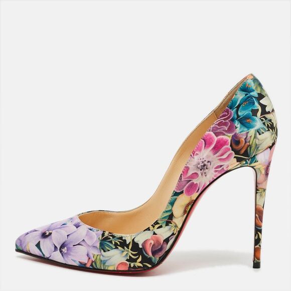 Christian Louboutin Pigalle Follies Size 38 Multicolor Satin Pumps